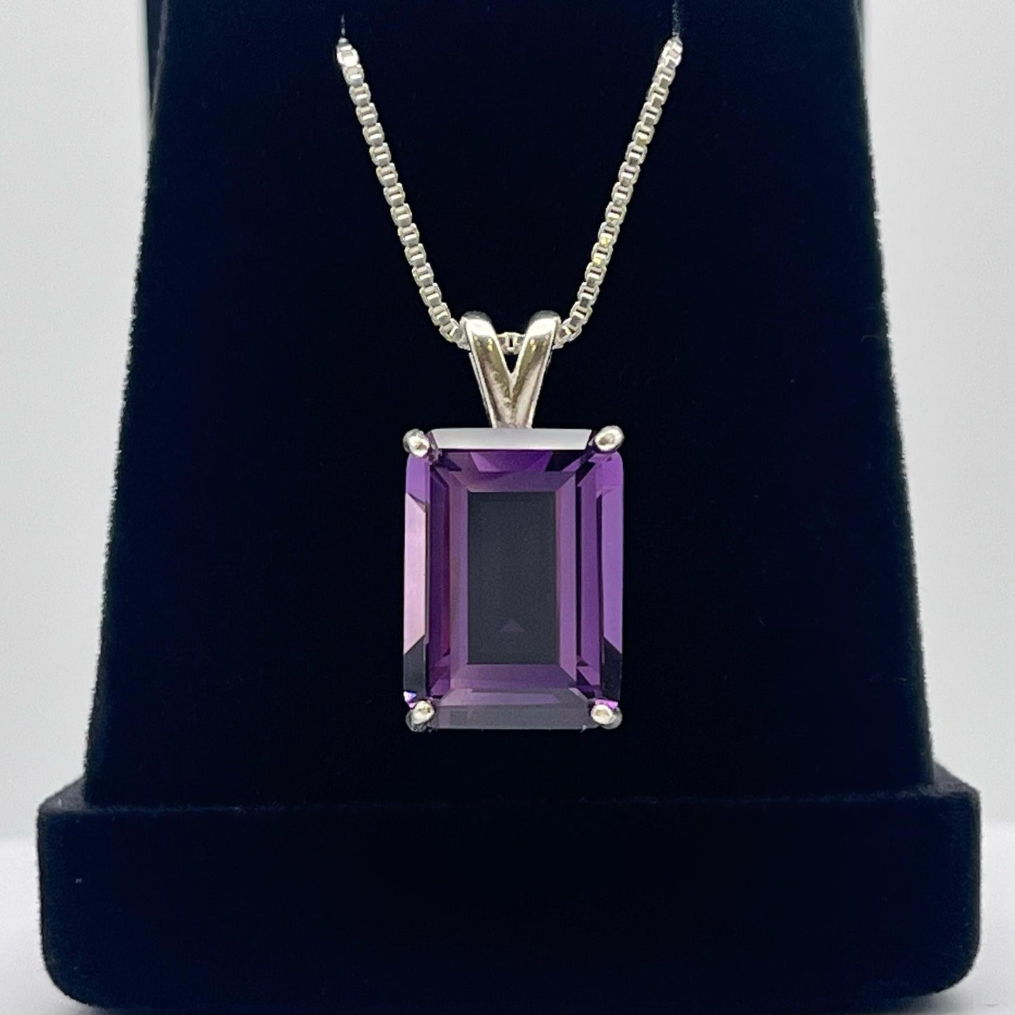 Gorgeous 13ct Royal Purple Amethyst Necklace Sterling Silver Trending Jewelry Gift Emerald Cut Amethyst February Birthstone