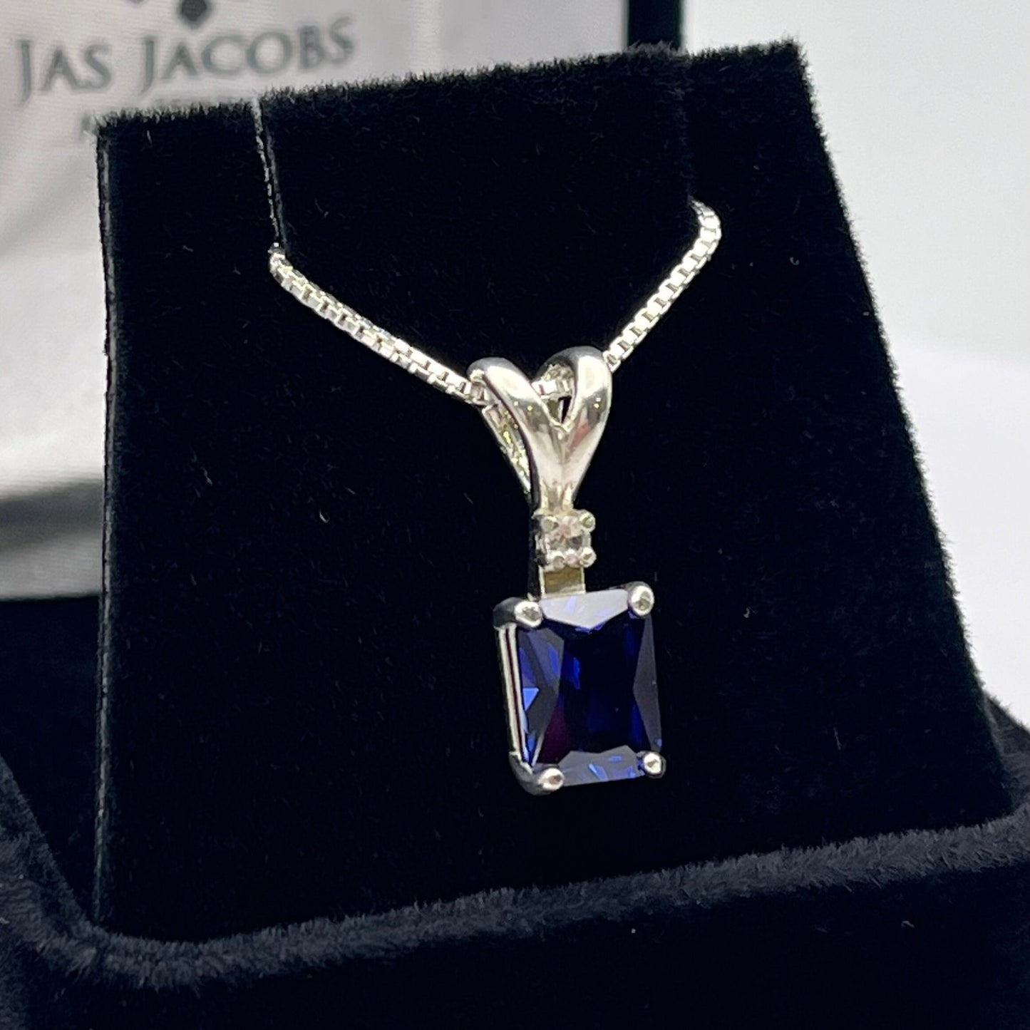 Gorgeous 2ctw Emerald Cut Sapphire Necklace September Birthstone