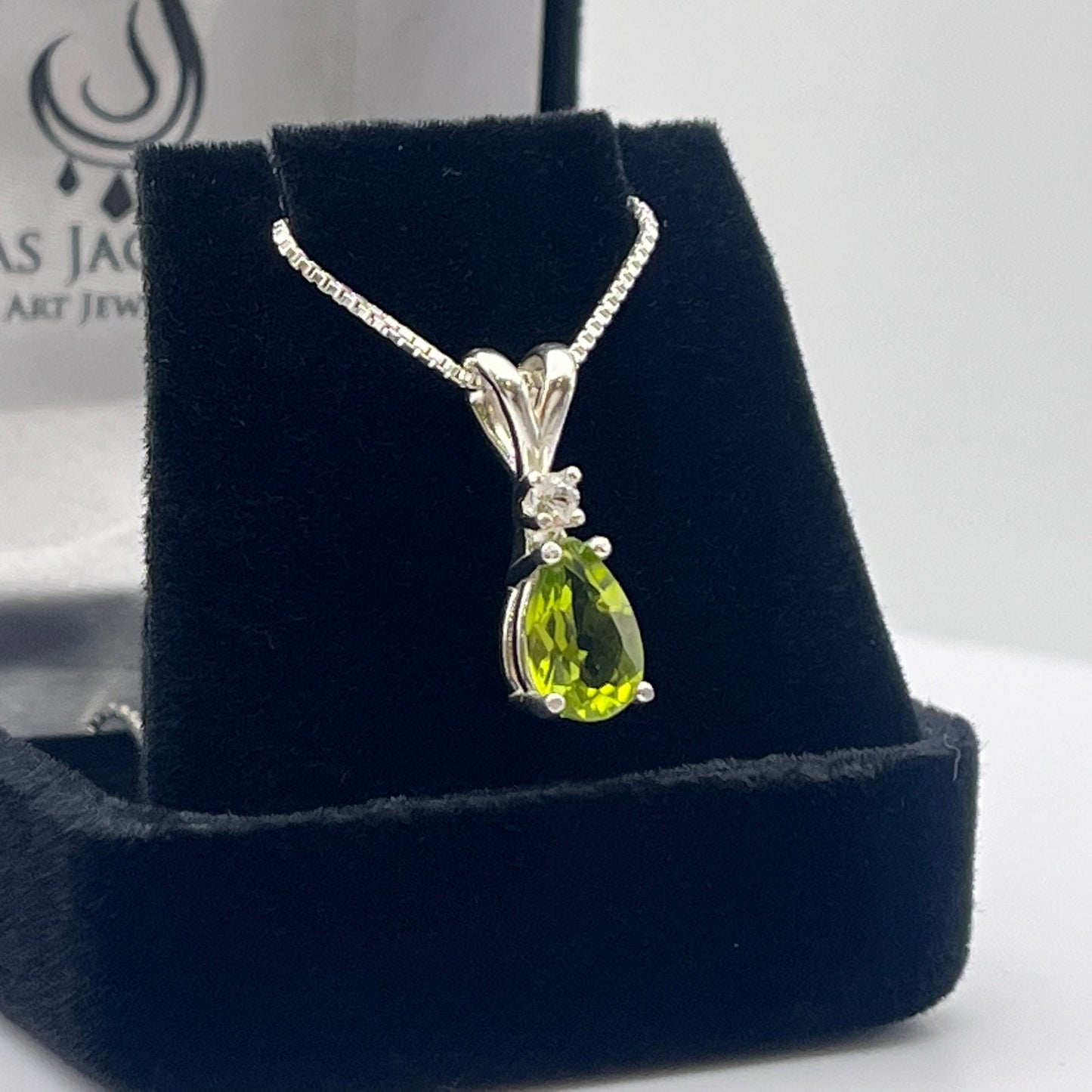 BEAUTIFUL 1.25ctw Pear Cut Peridot Necklace Peridot Pendant Sterling Silver Trending Jewelry Gift August Birthstone 16” 18”