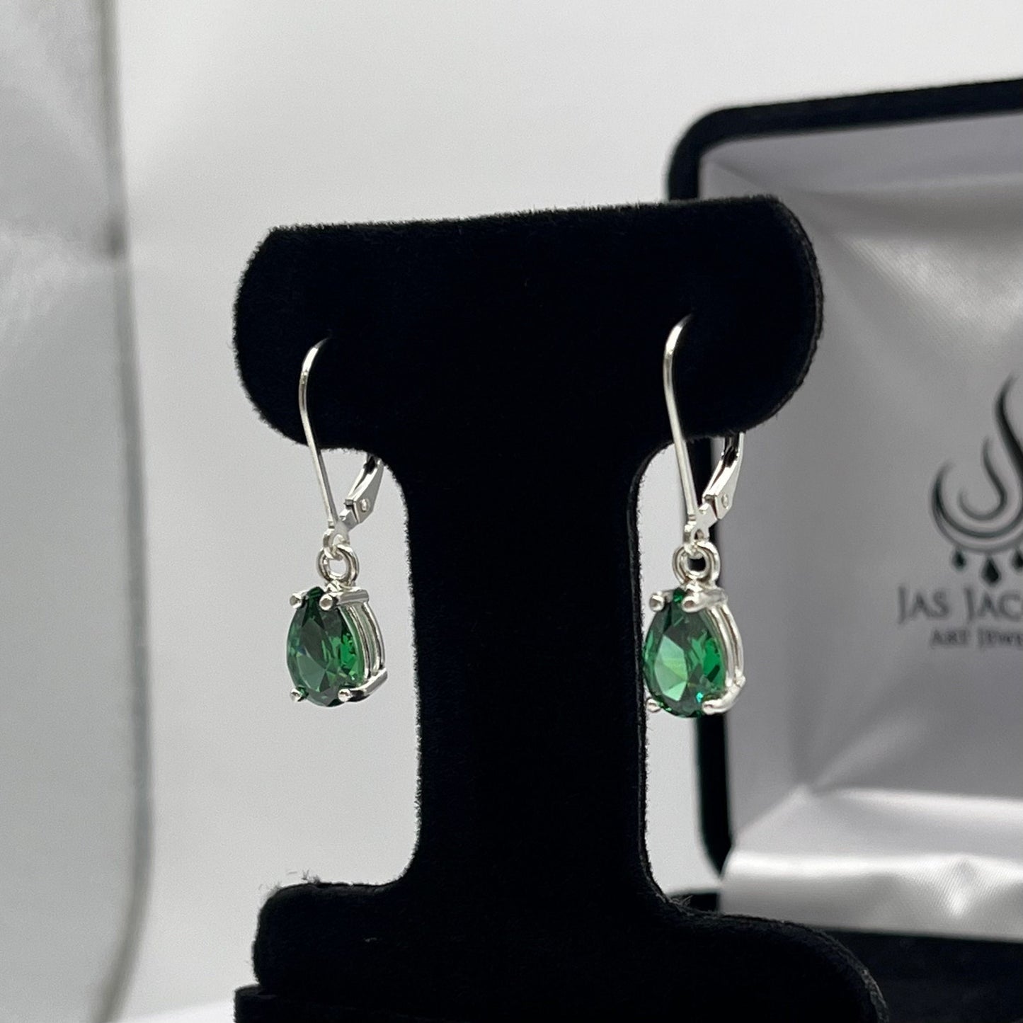 Beautiful 3ct Pear Cut Emerald Earrings Teardrop Emerald Earrings