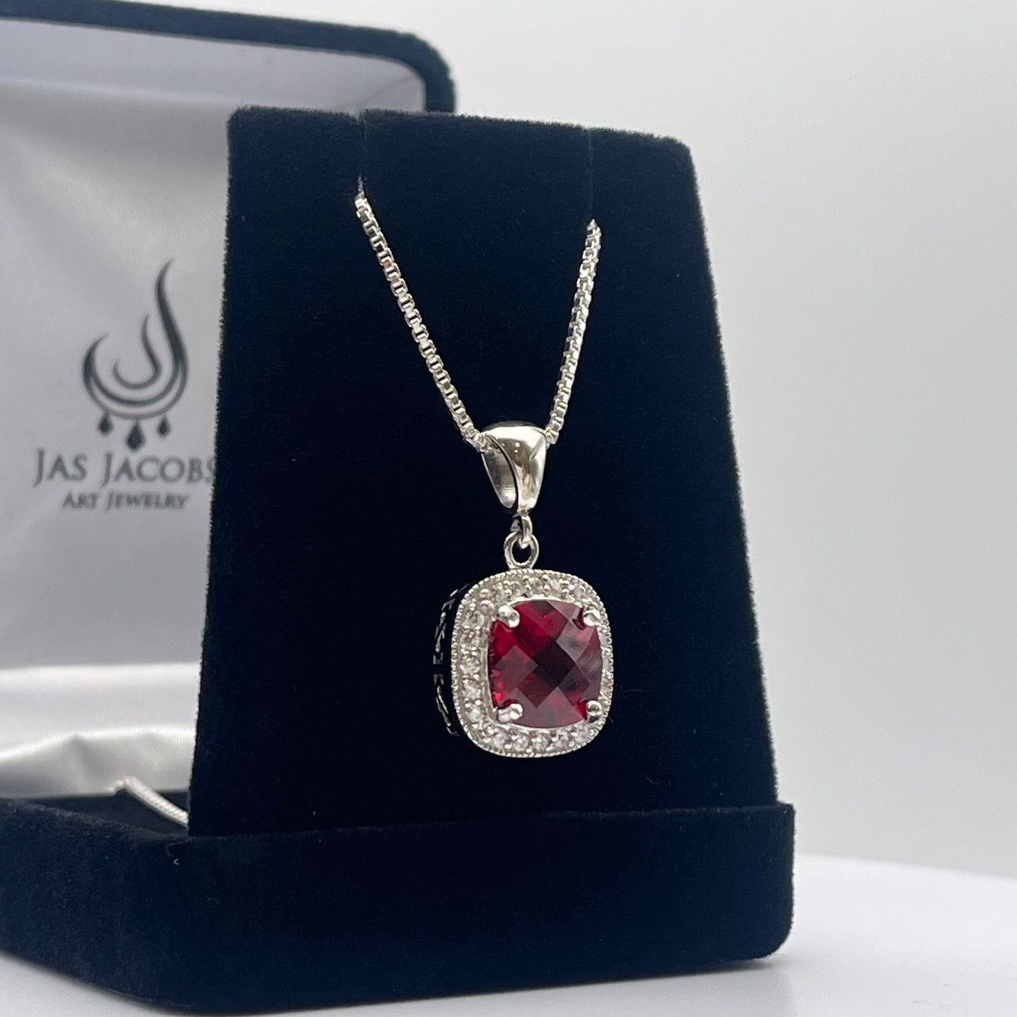 Beautiful 5.6ctw Ruby Necklace Sterling Silver Pendant Necklace Cushion Cut Ruby Necklace July Gift ladies jewelry