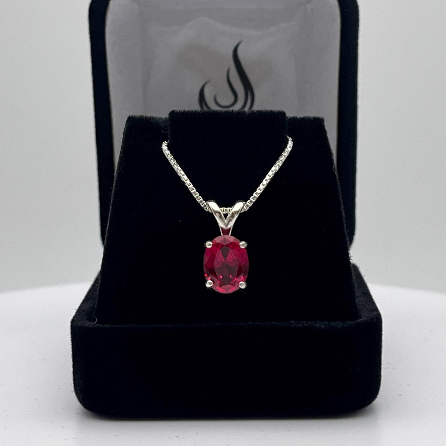 Beautiful 2ct Oval Cut Ruby Necklace Solitaire Pendant