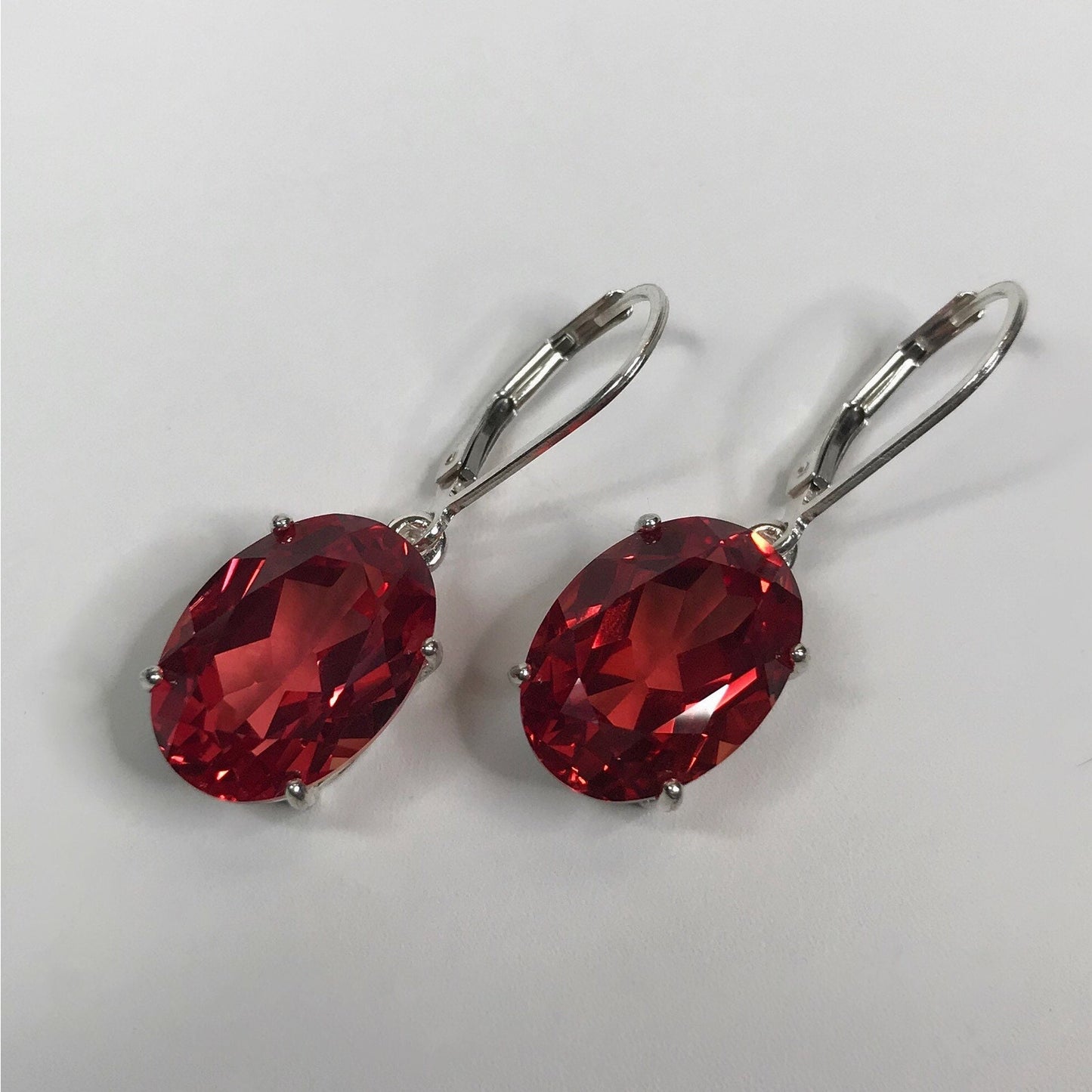 Beautiful 16ctw Oval Cut Padparadscha Sapphire Earrings Orange Sapphire Earrings