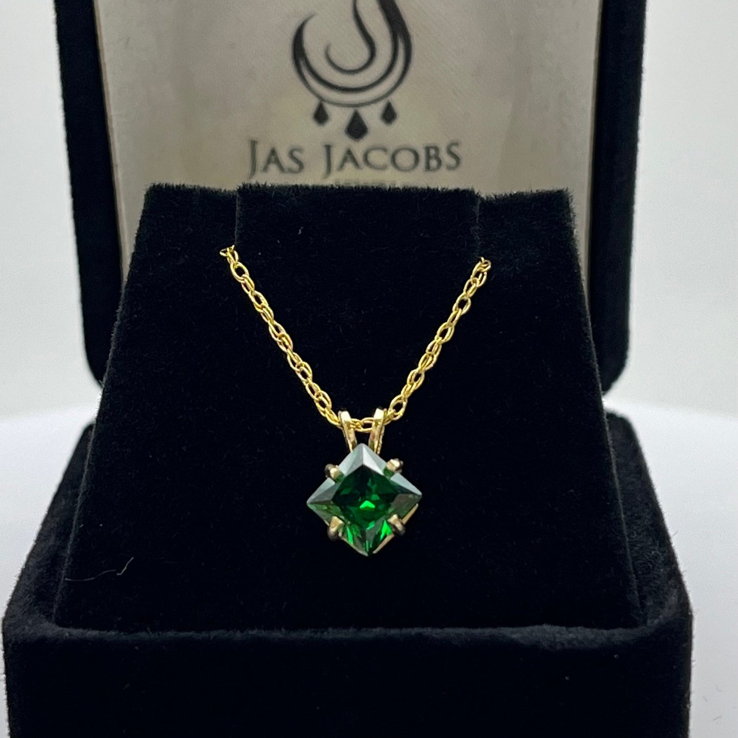 Beautiful 14k Gold 1ct Princess Cut Emerald Necklace Trending Jewelry Gift May Birthstone s Day