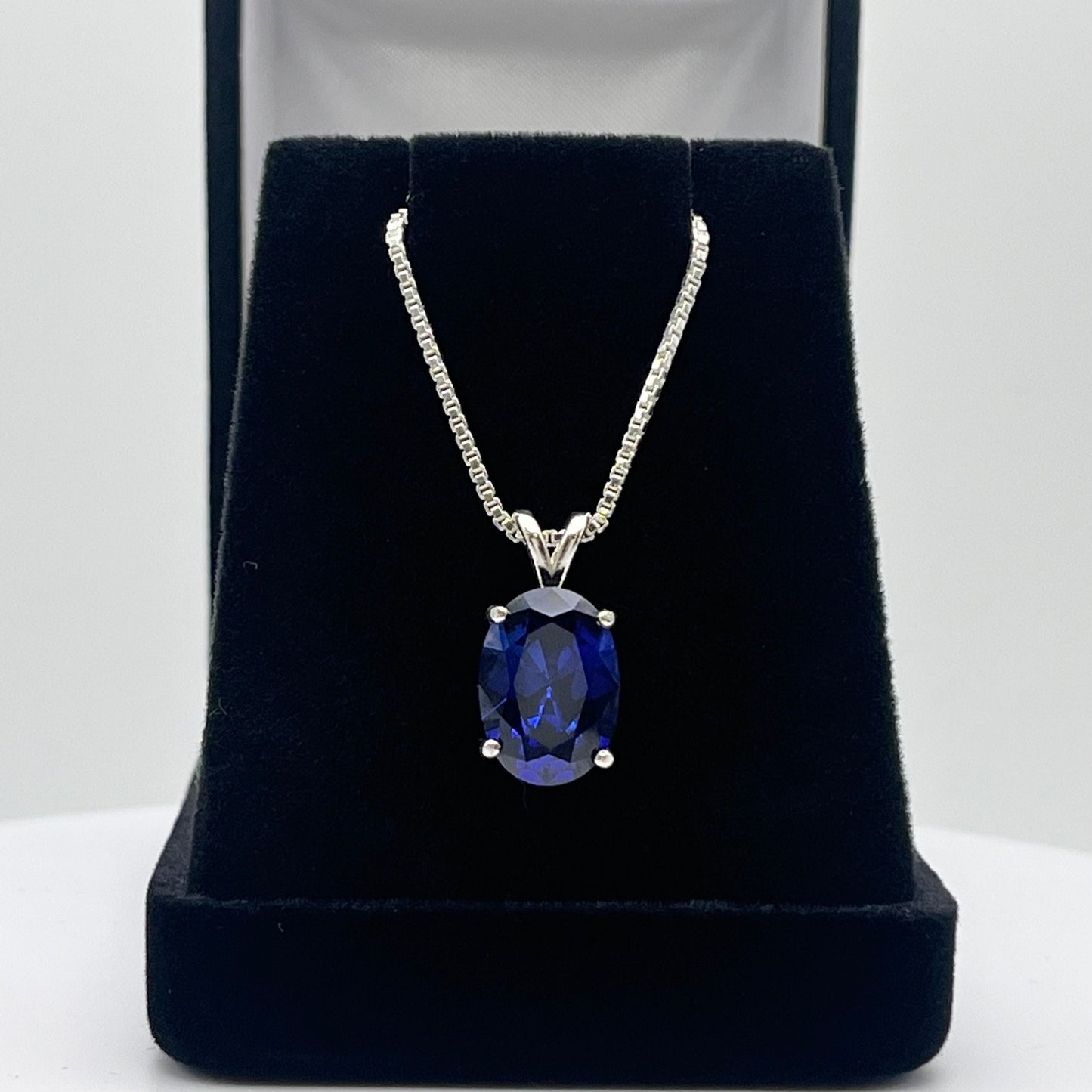 Gorgeous 7ct Blue Sapphire in Sterling Silver Pendant Necklace Sapphire September Gift Trending Jewelry 18"