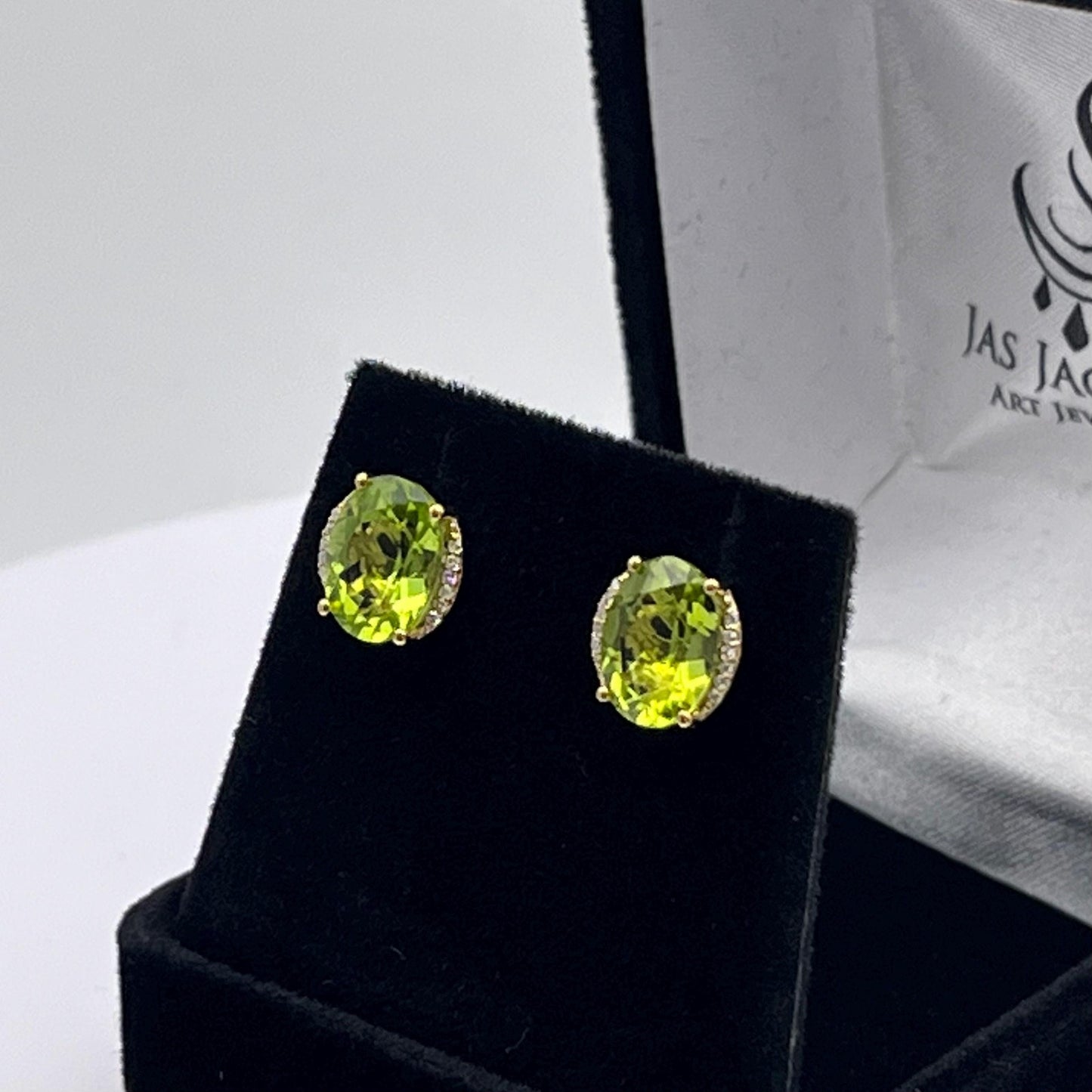Beautiful 4ctw Natural Diamond and Peridot Earrings in 10k Yellow Gold