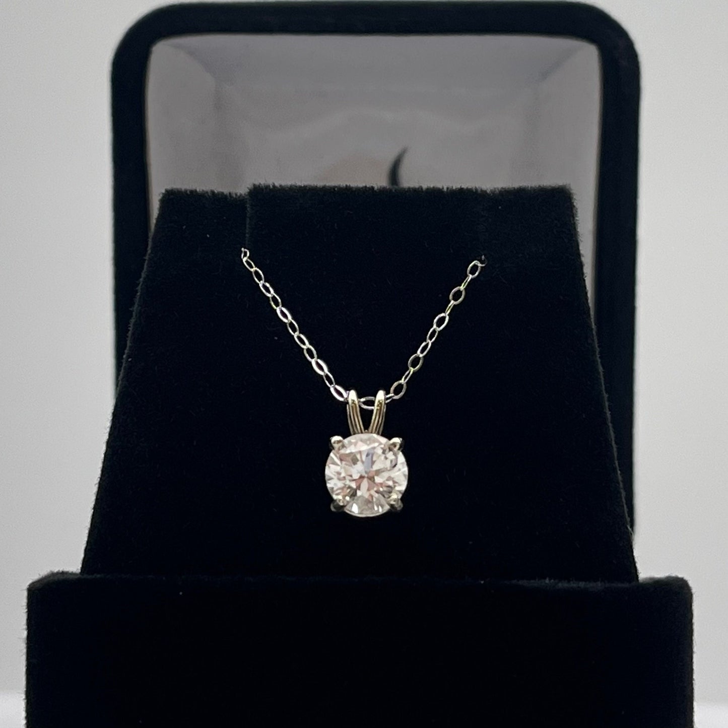 Beautiful 14k Gold 1ct White Sapphire Necklace Solitaire Pendant Anniversary Gift Gift Bridal Gift 16” 18” Colorless Sapphire VVS