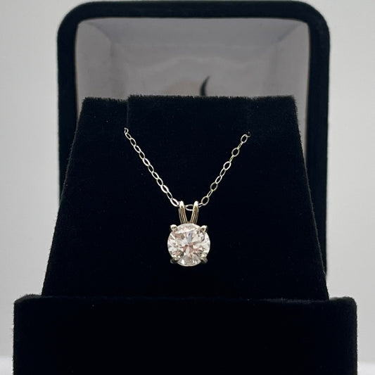 Beautiful 14k Gold 1ct White Sapphire Necklace Solitaire Pendant Anniversary Gift Gift Bridal Gift 16” 18” Colorless Sapphire VVS