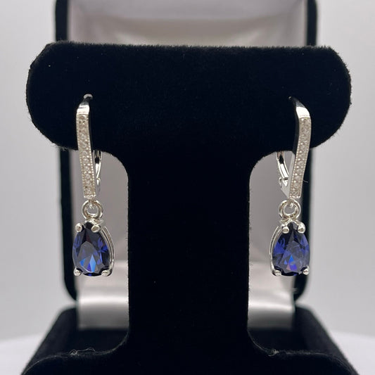 Beautiful Pear Cut Tanzanite Earrings in Sterling Silver
