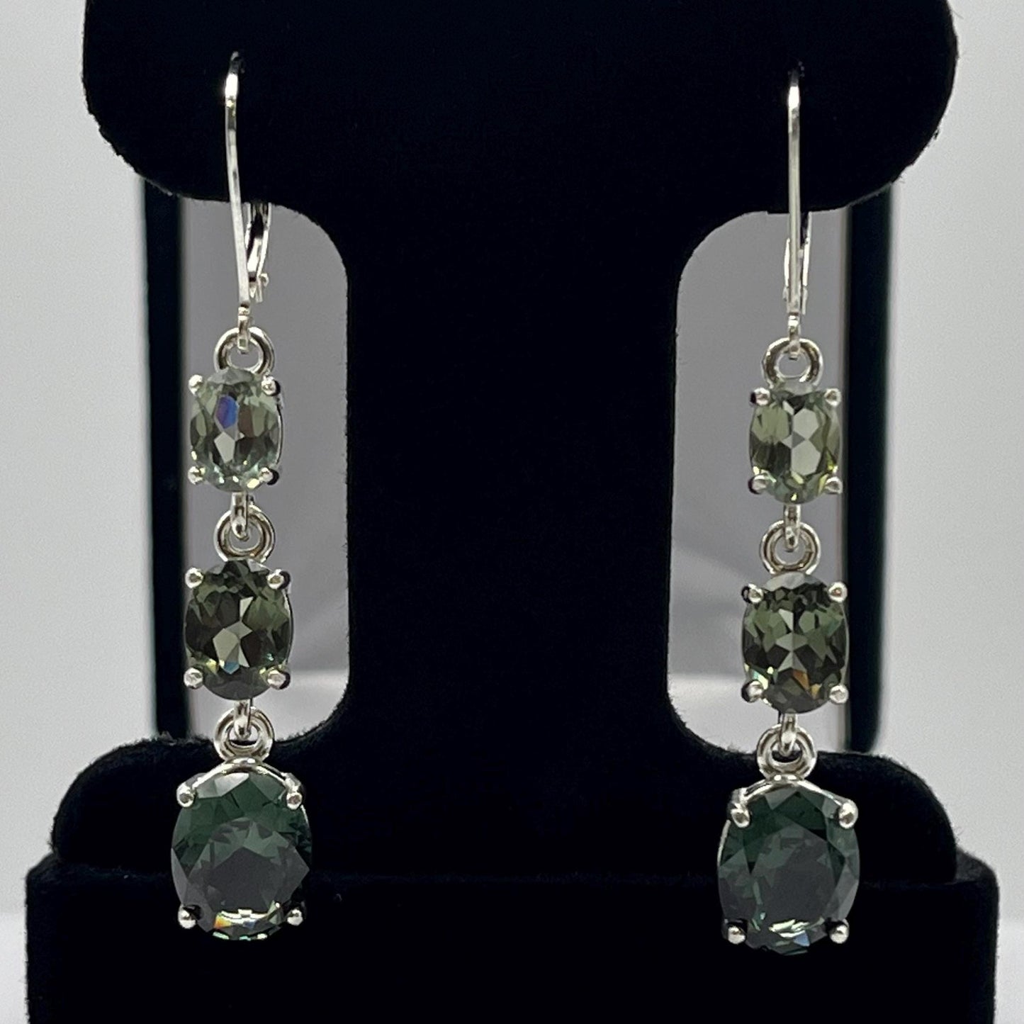 BEAUTIFUL 9.8ctw Green Spinel Tourmaline Earrings Sterling Silver Leverback Jewelry Gift October Tourmaline earring Green Ombré Earrings