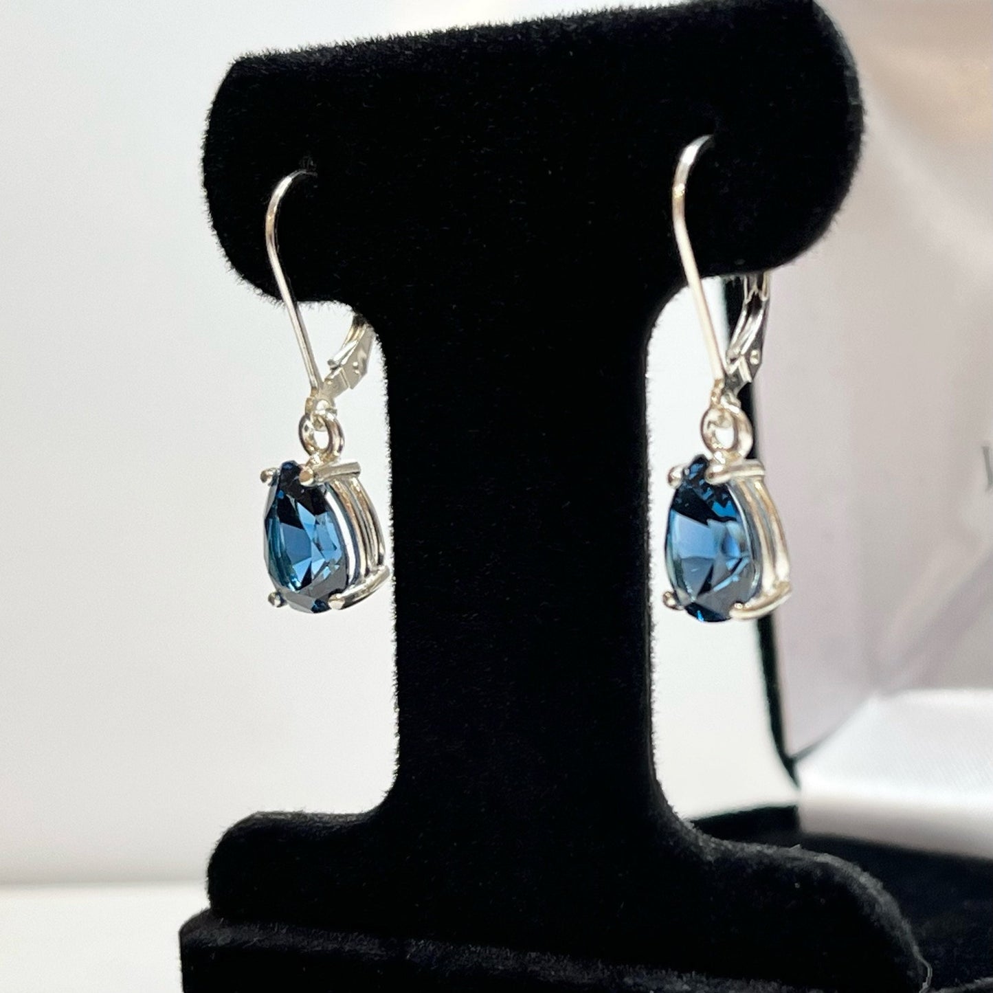 BEAUTIFUL 4ctw Pear Cut London Blue Spinel Earrings Sterling Silver Trending Jewelry Gift December