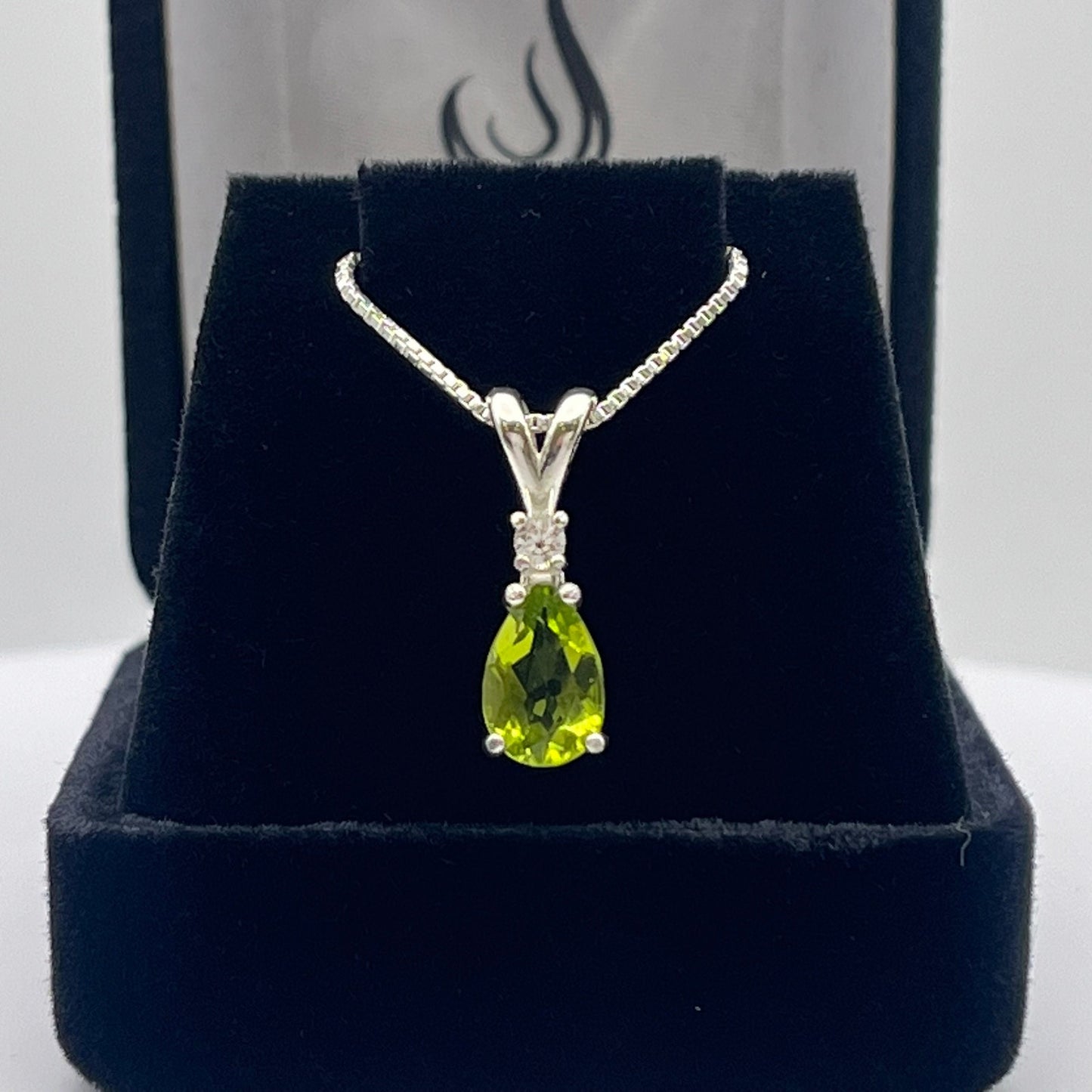 BEAUTIFUL 1.25ctw Pear Cut Peridot Necklace Peridot Pendant Sterling Silver Trending Jewelry Gift August Birthstone 16” 18”