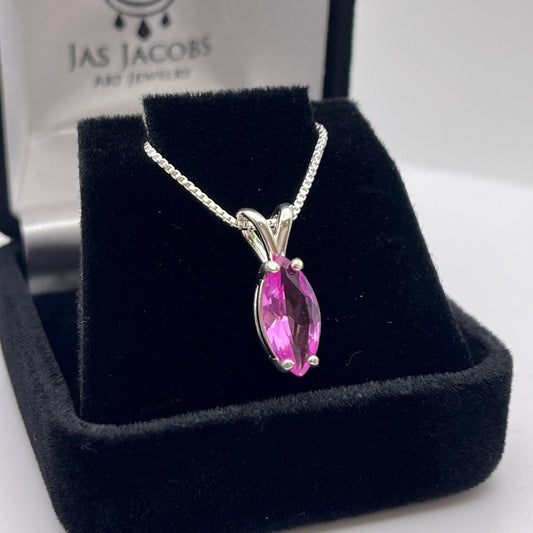 Beautiful 2ct Marquise Cut Pink Sapphire Necklace