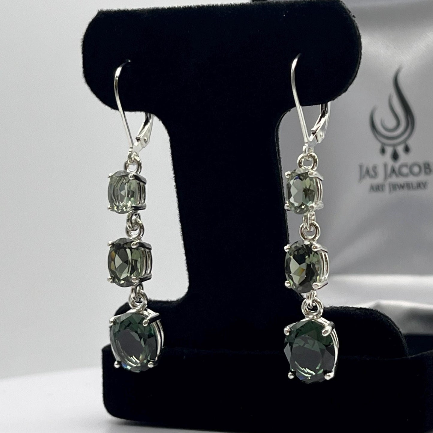 BEAUTIFUL 9.8ctw Green Spinel Tourmaline Earrings Sterling Silver Leverback Jewelry Gift October Tourmaline earring Green Ombré Earrings
