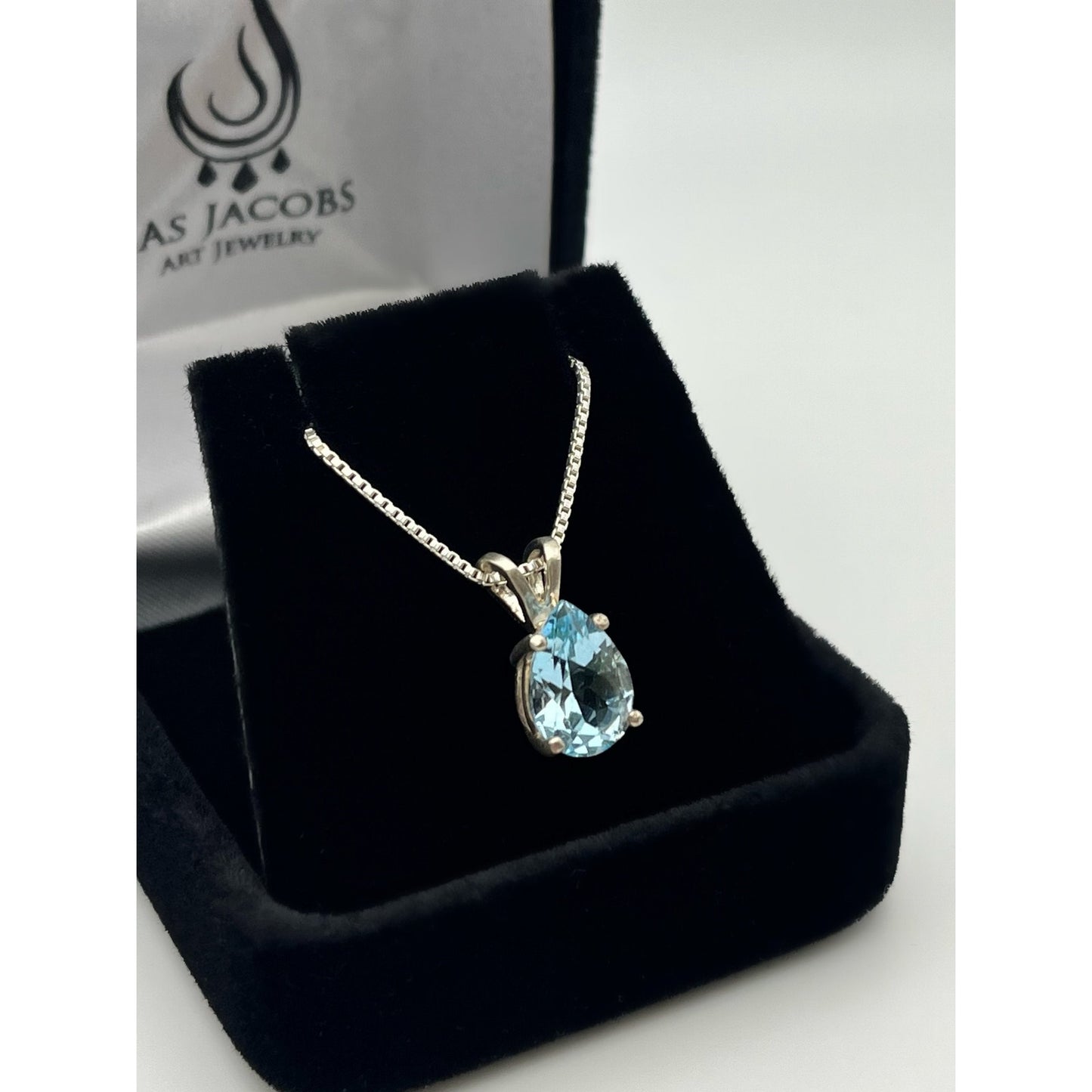 BEAUTIFUL 2.5ct Natural Sky Blue Topaz Necklace 16” 18” Pear Cut Topaz Jewelry Gift Something Blue Ice Birthstone