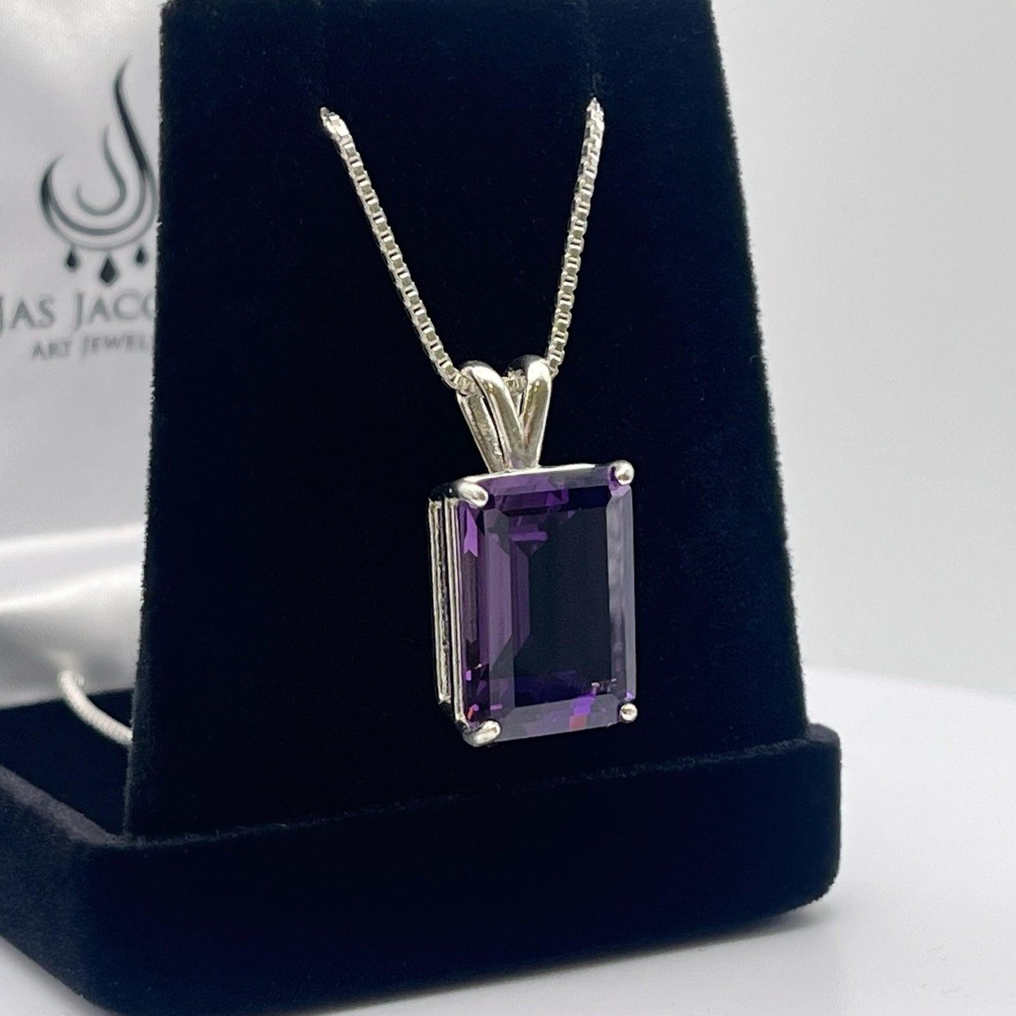 Gorgeous 13ct Royal Purple Amethyst Necklace Sterling Silver Trending Jewelry Gift Emerald Cut Amethyst February Birthstone