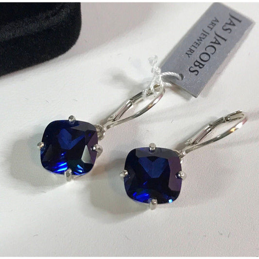 GORGEOUS 10ctw Cushion Cut Sapphire Earrings in Sterling Silver