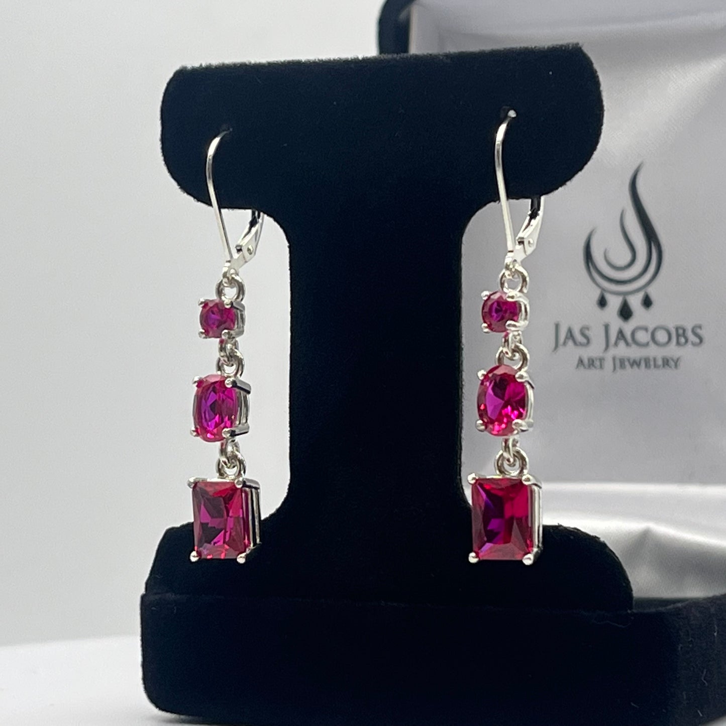 Beautiful 5ctw Multi Cut Ruby Earrings Ruby Drop Dangle Earrings