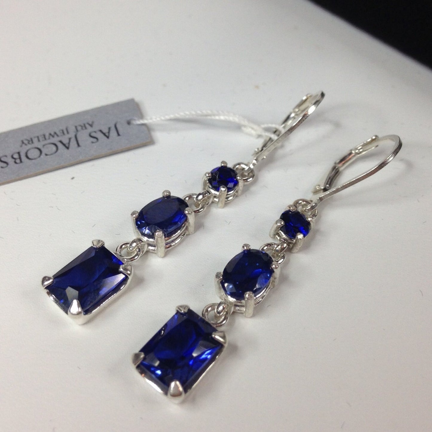 Gorgeous Multi Cut Sapphire Earrings in Sterling Silver
