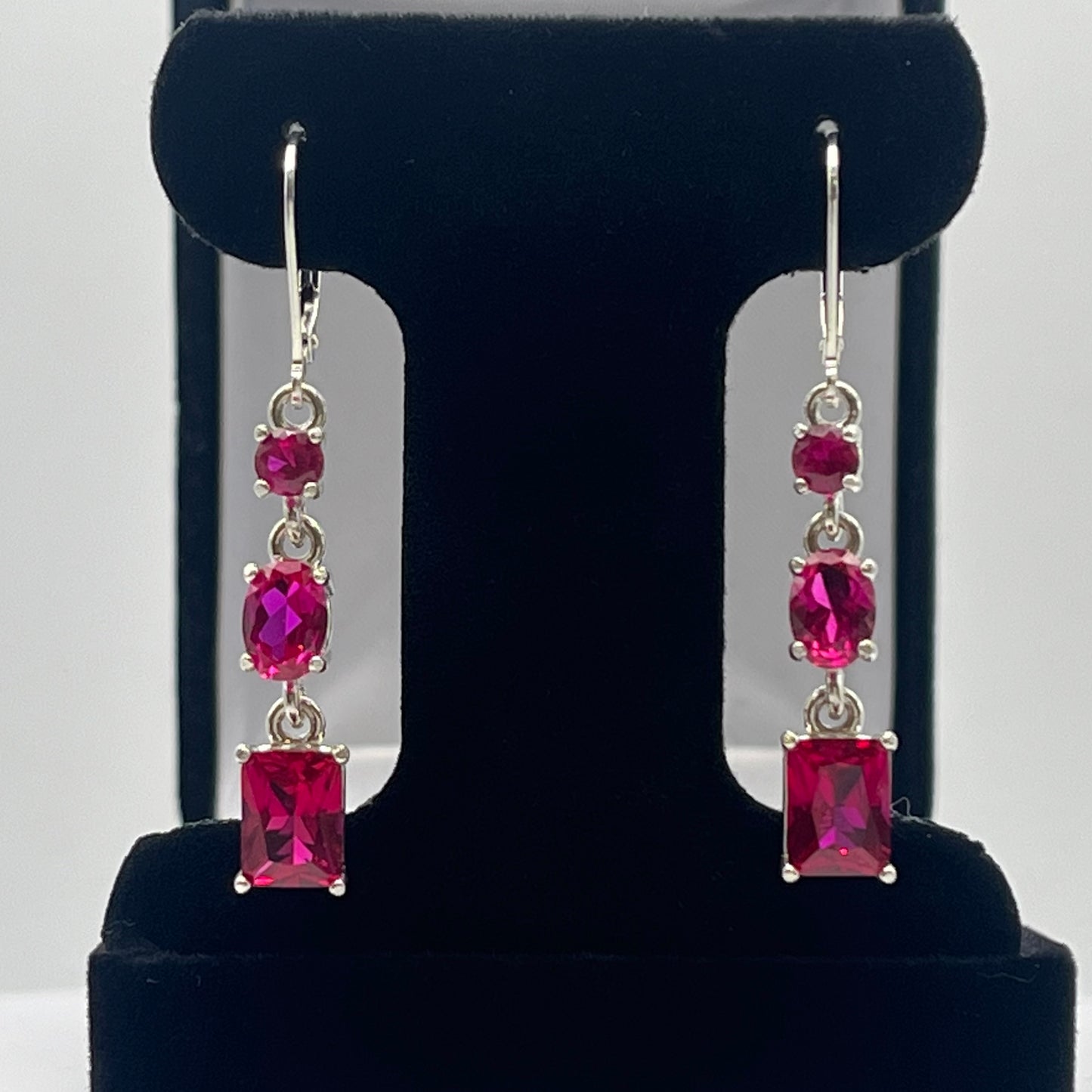 Beautiful 5ctw Multi Cut Ruby Earrings Ruby Drop Dangle Earrings