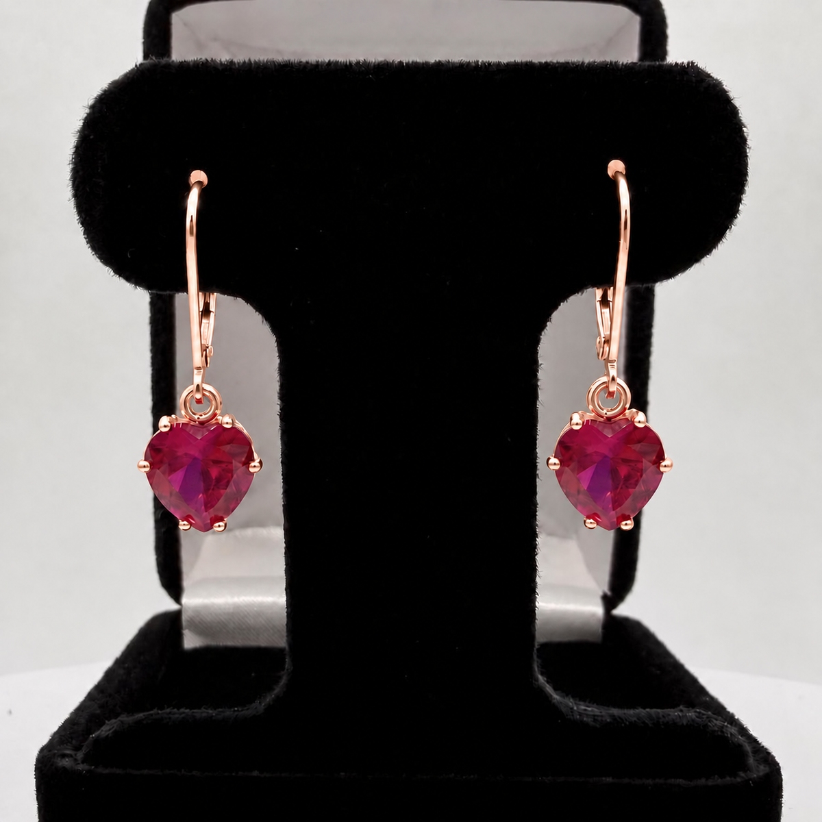4ctw Heart Cut Ruby Dangle Earrings