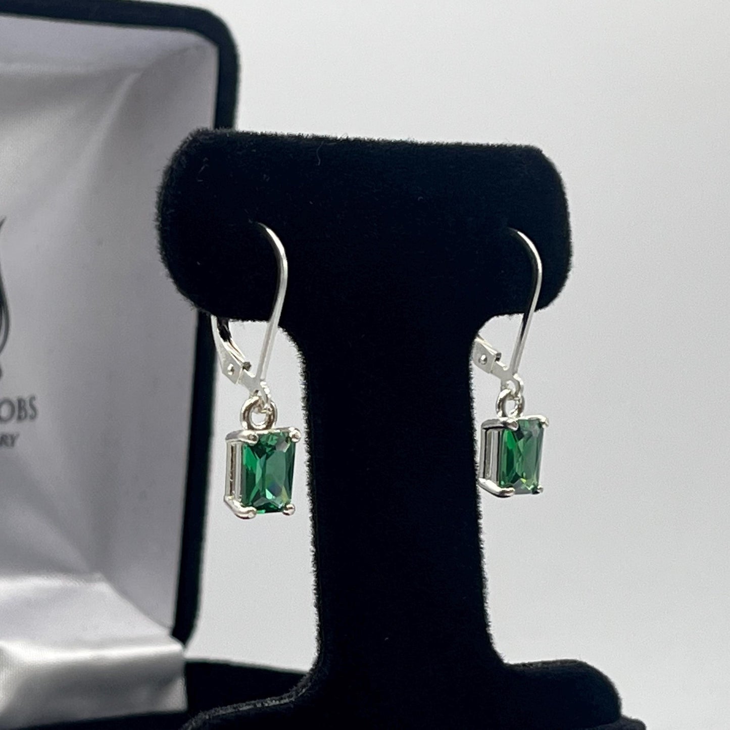 Beautiful 1.7ctw Emerald Cut Emerald Earrings Leverback Sterling Silver dangle earrings trending jewelry gifts May Birthstone
