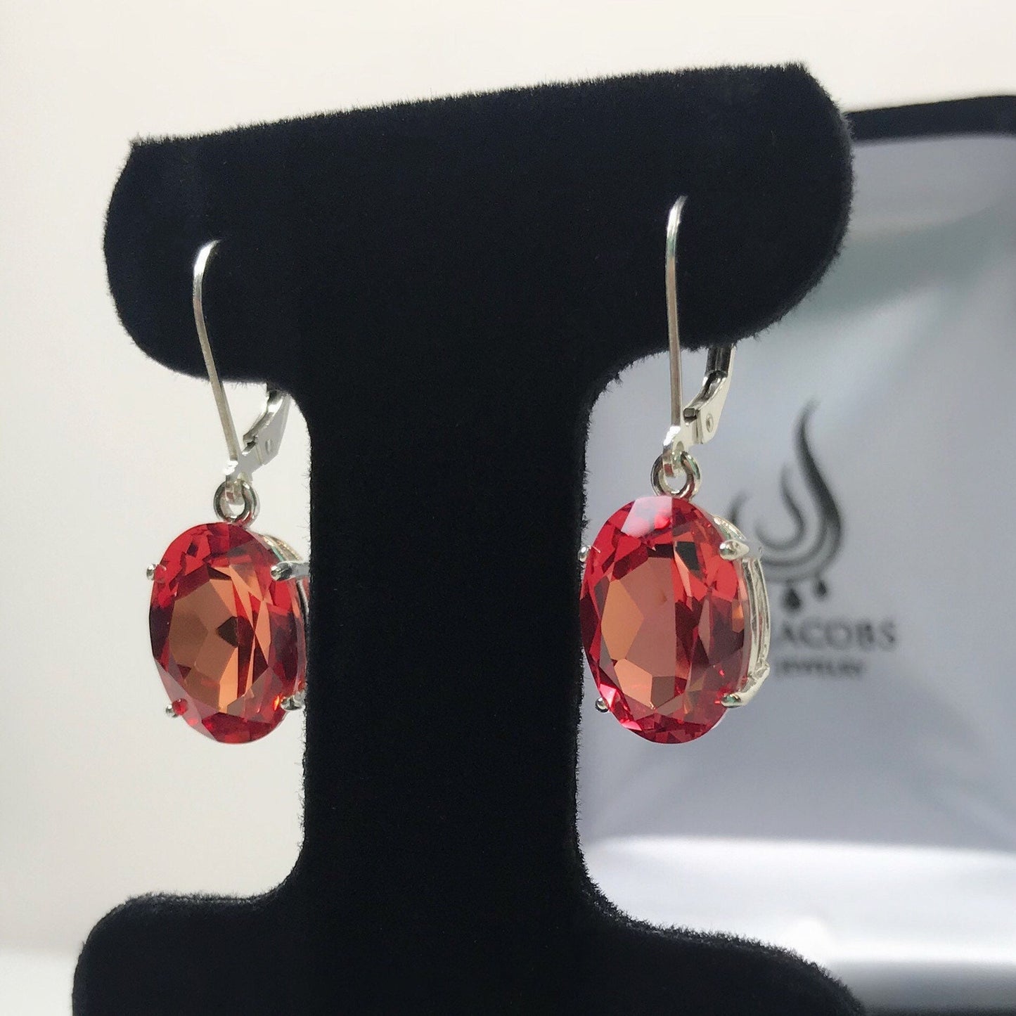 Beautiful 16ctw Oval Cut Padparadscha Sapphire Earrings Orange Sapphire Earrings