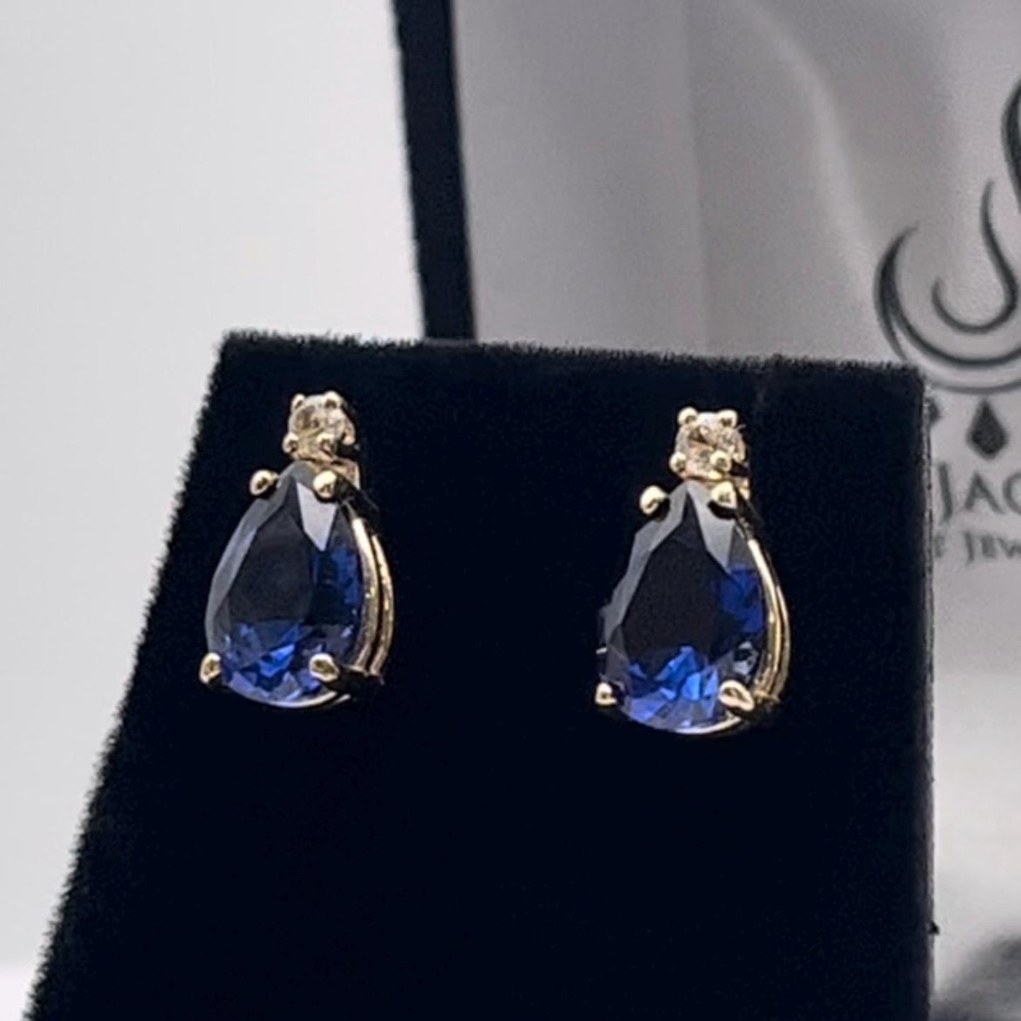 Beautiful 5ctw Pear Cut Sapphire Earrings Blue & White Sapphire Bridal Jewelry