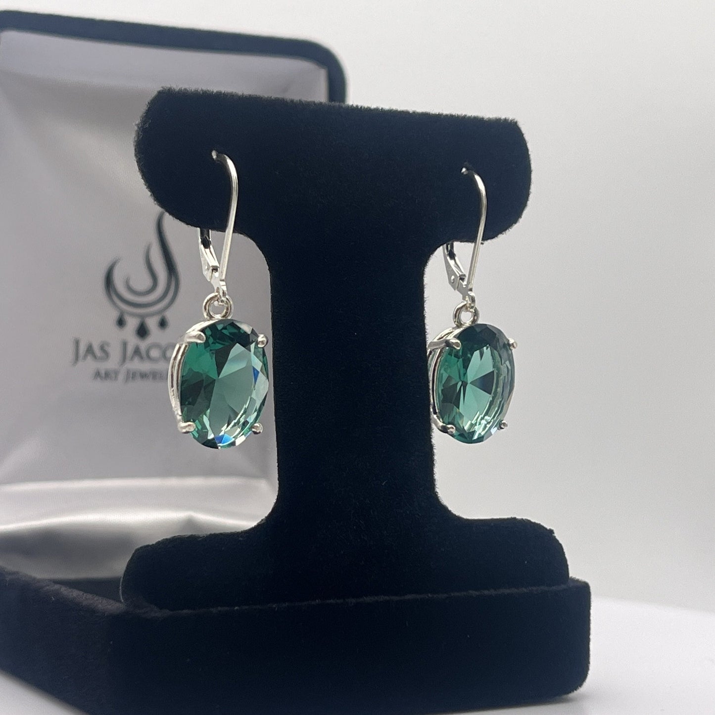GORGEOUS 8ctw Oval Cut Green Quartz Earrings