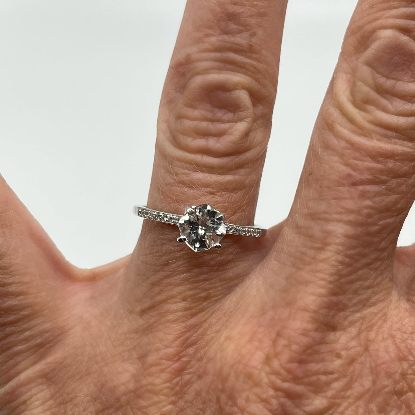 Beautiful 1ctw Cushion Cut White Topaz Ring Sterling Silver Stackable Promise Ring Engagement Ring Anniversary Band