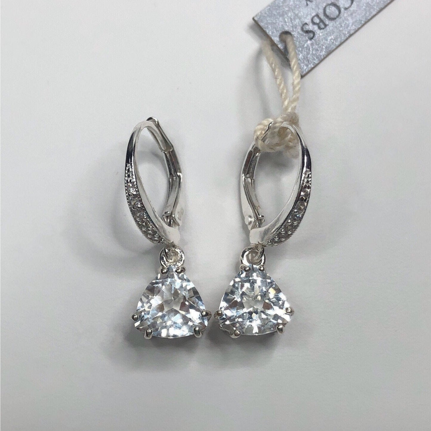 Gorgeous 4ctw Trillion Cut White Topaz Earrings in Sterling Silver