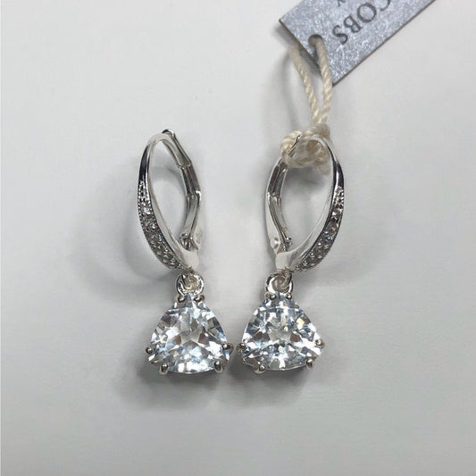 Gorgeous 4ctw Trillion Cut White Topaz Earrings in Sterling Silver