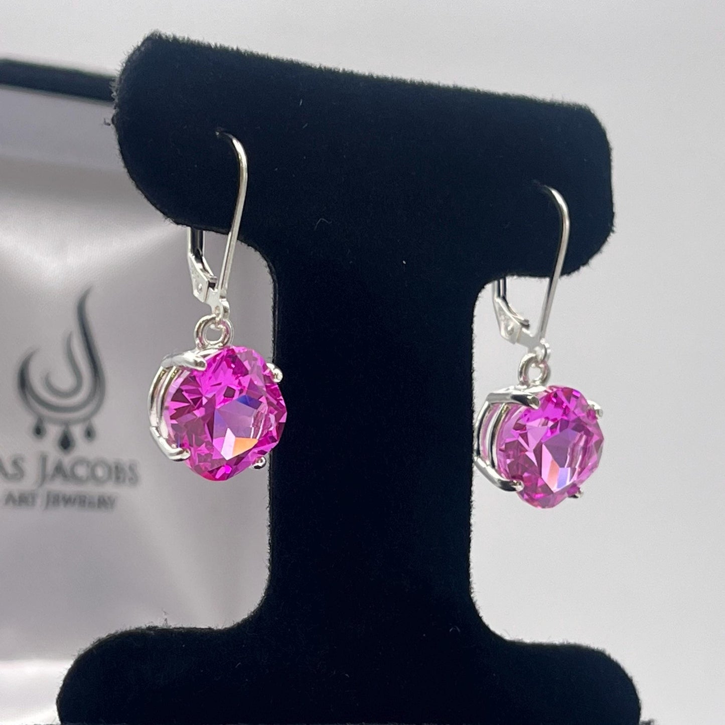 Beautiful 10ctw Cushion Cut Lab Grown Pink Sapphire Earrings in Sterling Silver