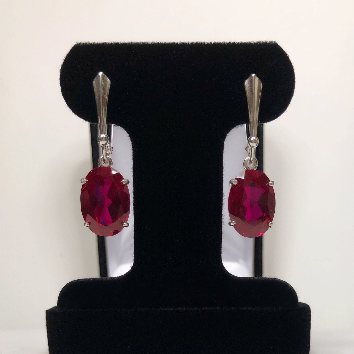 GORGEOUS 12ctw Oval Cut Ruby Earrings in Sterling Silver