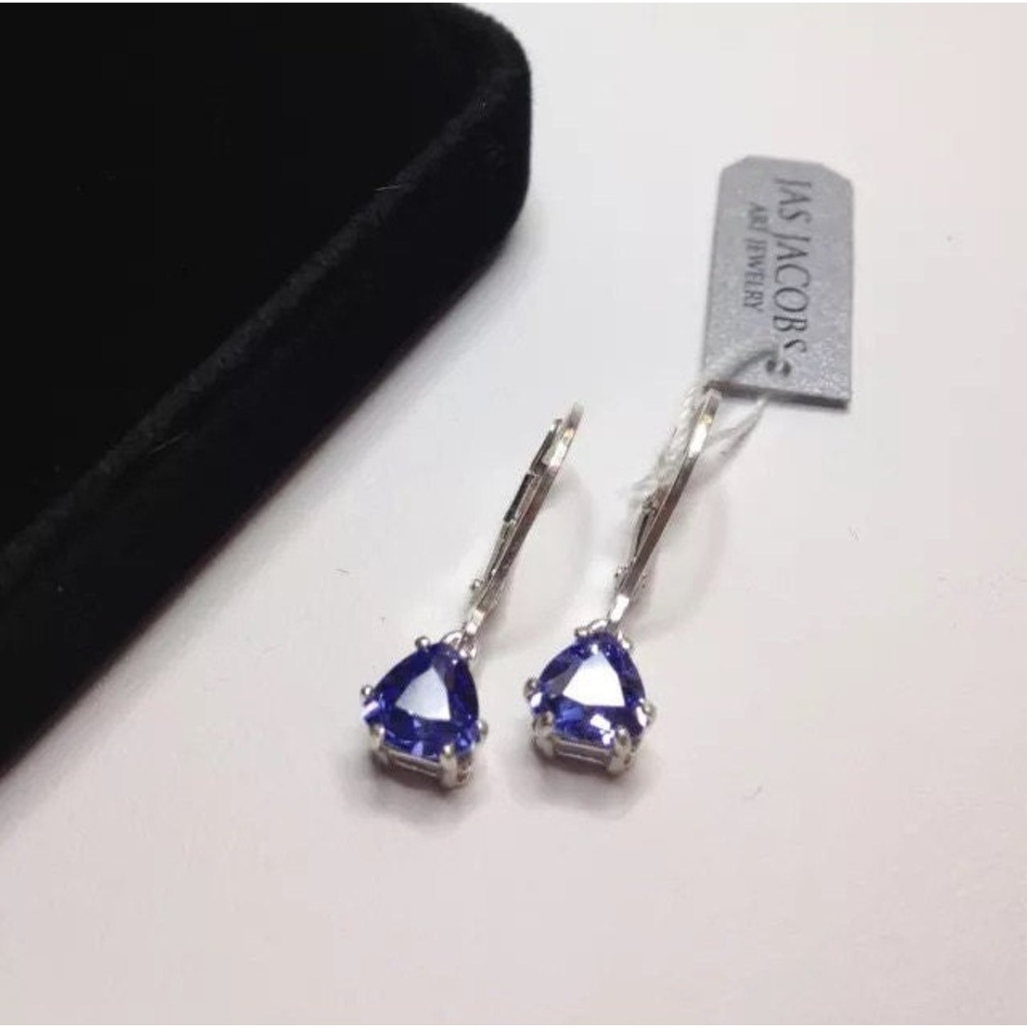 Beautiful 2.5ctw Trillion Cut Tanzanite Earrings in Sterling Silver