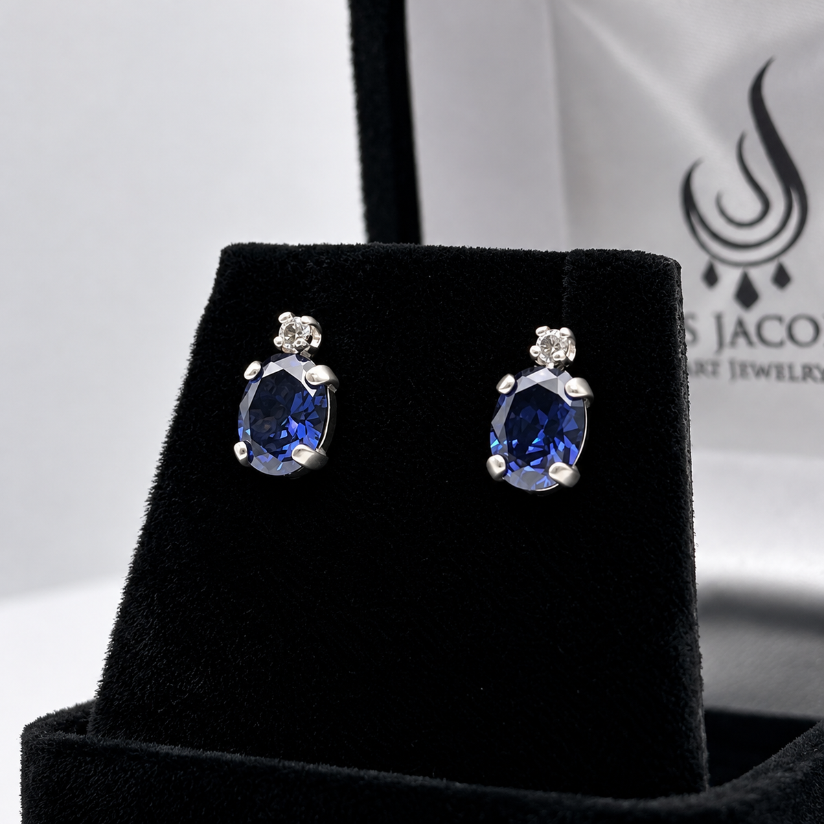 2.3ctw Oval Tanzanite & White Sapphire Stud Earrings