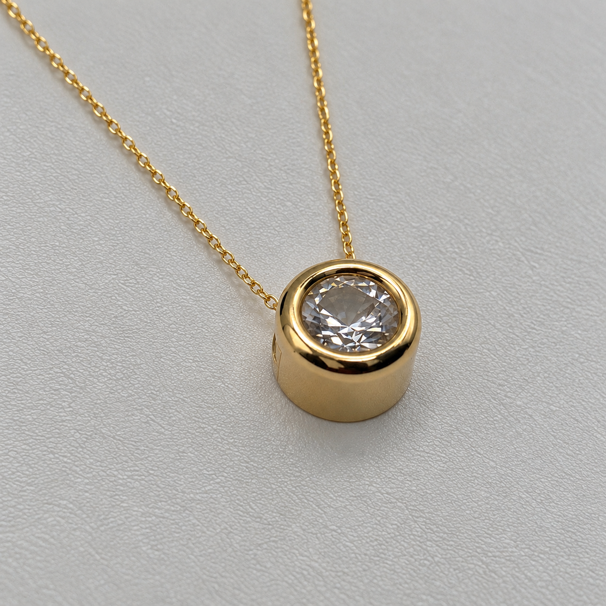 Bezel Set Lab Grown Diamond Solitaire Slider Necklace