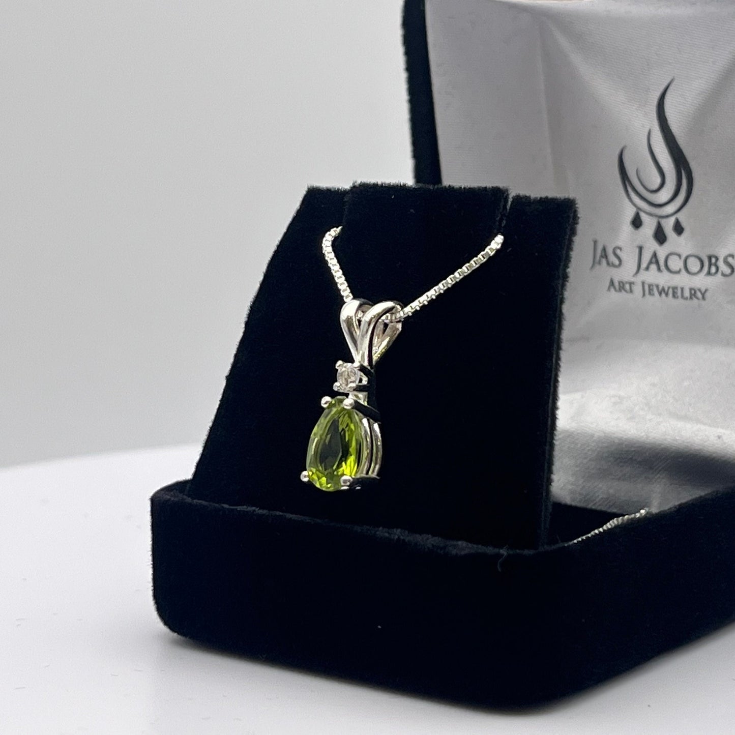 BEAUTIFUL 1.25ctw Pear Cut Peridot Necklace Peridot Pendant Sterling Silver Trending Jewelry Gift August Birthstone 16” 18”