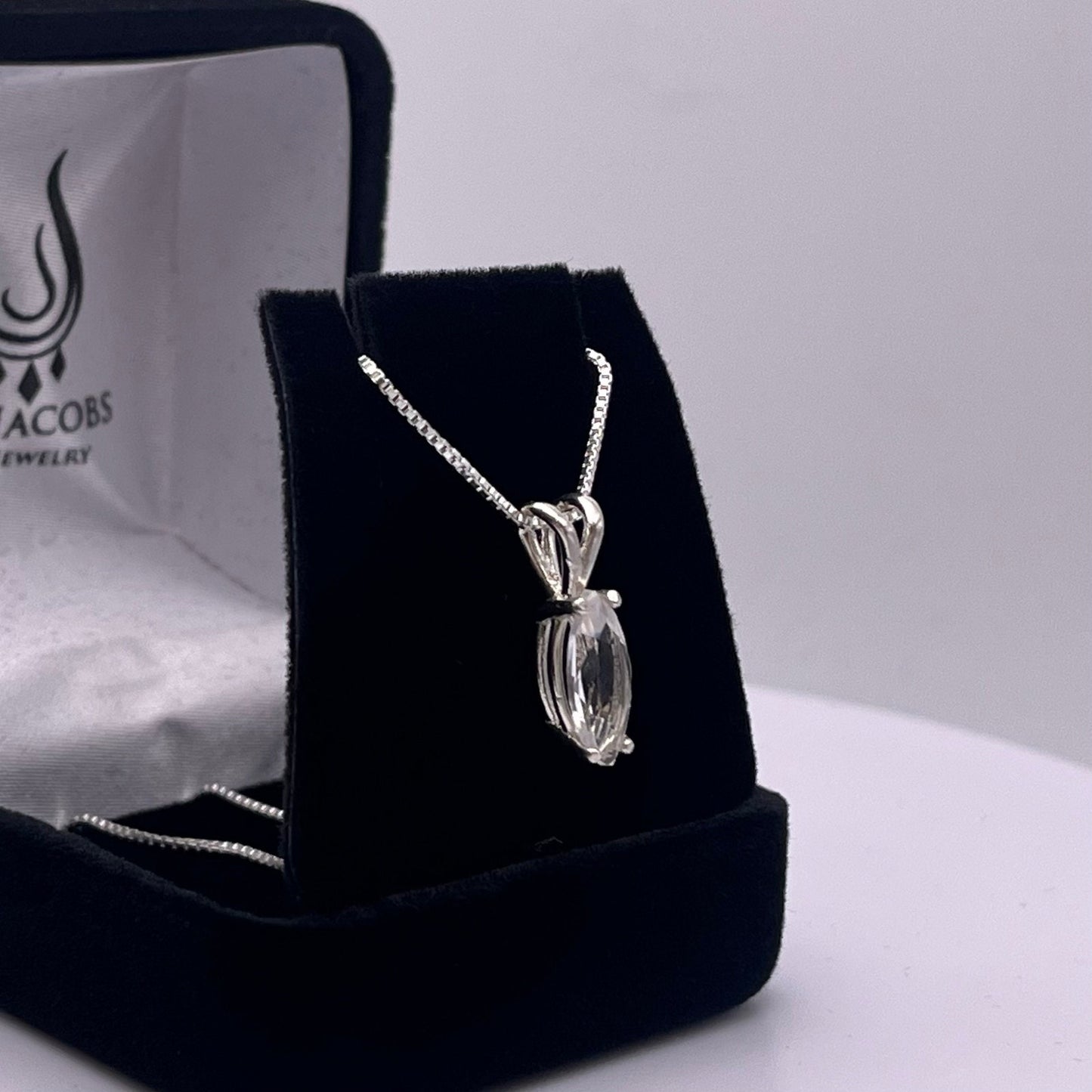 Beautiful 2ct Marquise Cut White Sapphire Necklace Sterling Silver Pendant Anniversary Gift Gift Bridal Gift Colorless Sapphire