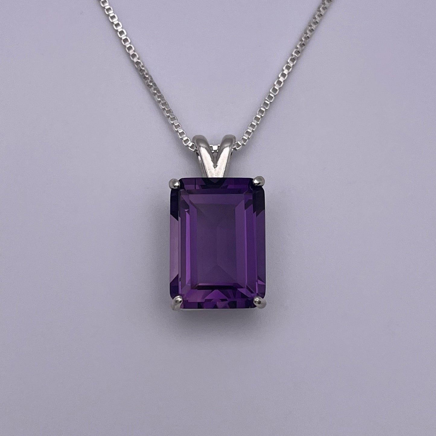 Gorgeous 13ct Royal Purple Amethyst Necklace Sterling Silver Trending Jewelry Gift Emerald Cut Amethyst February Birthstone