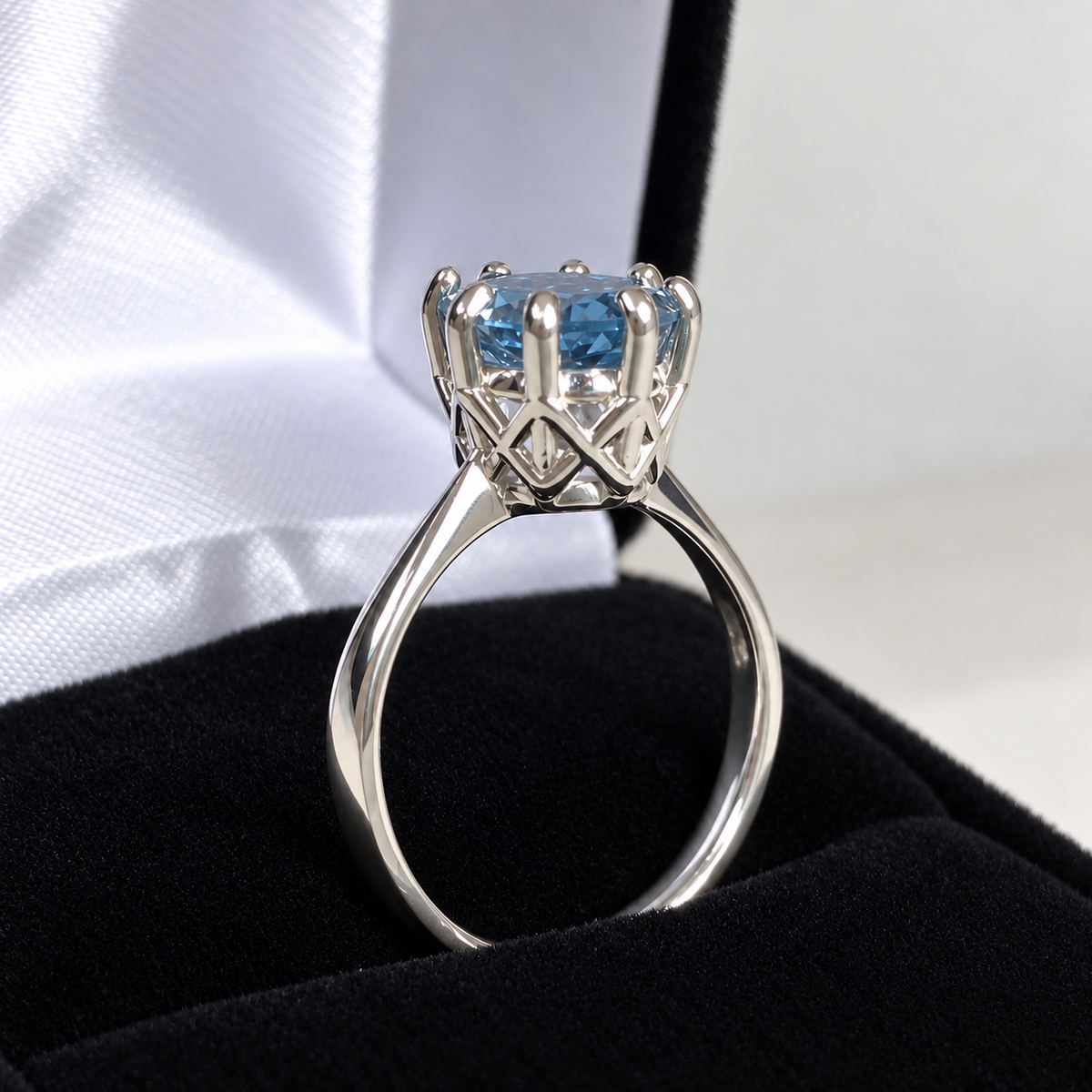 3.5ct Oval Sky Blue Topaz Ring – Art Deco Woven Crown Setting