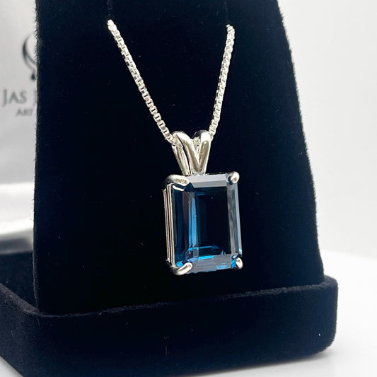 Beautiful 12ct London Blue Spinel Necklace Jewelry Gift London Blue Necklace Topaz Sim