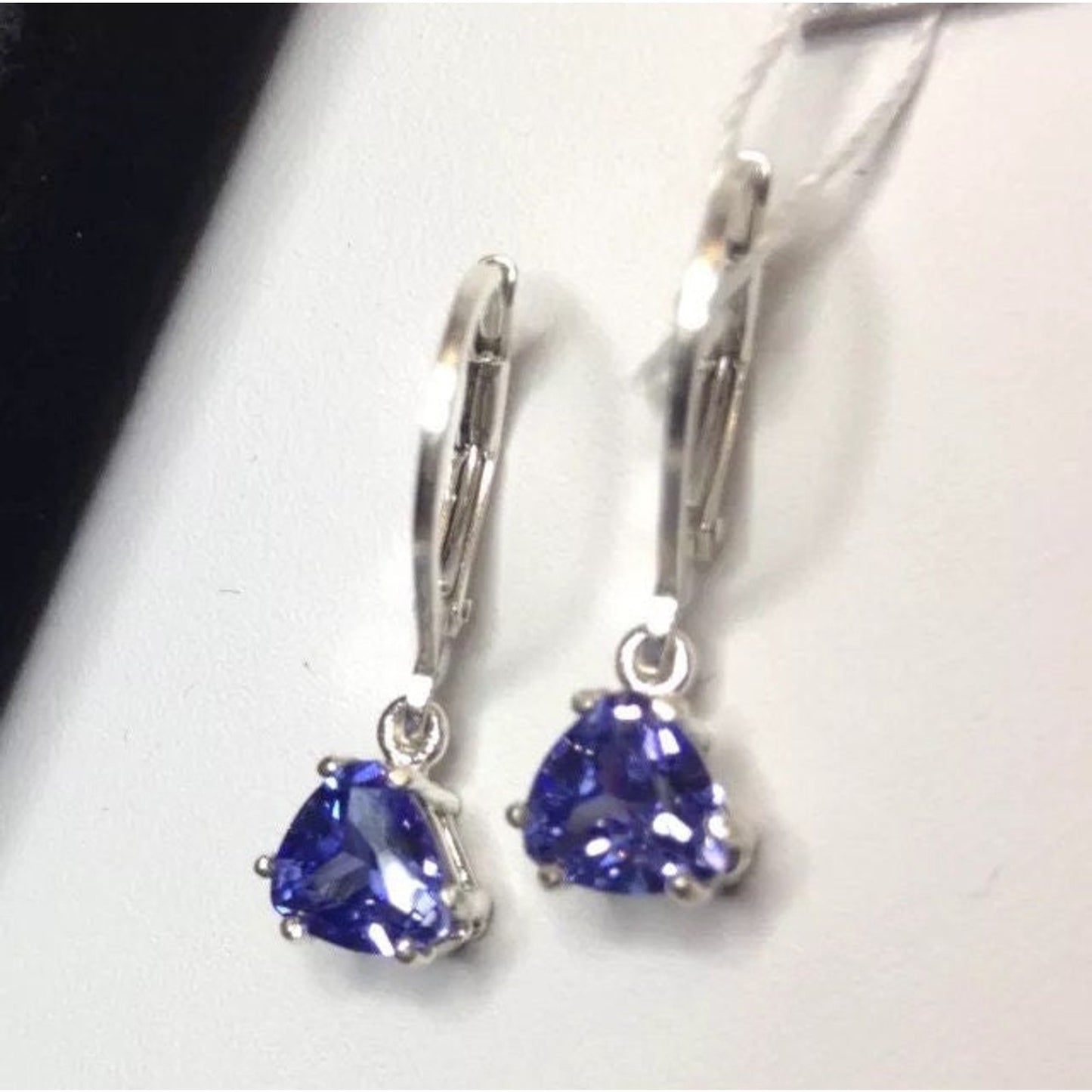 Beautiful 2.5ctw Trillion Cut Tanzanite Earrings in Sterling Silver