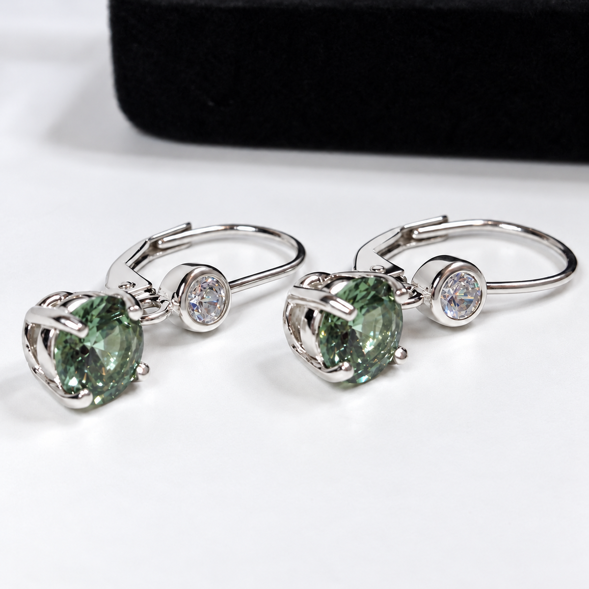 3ctw Green Amethyst Prasiolite & White Topaz Leverback Earrings