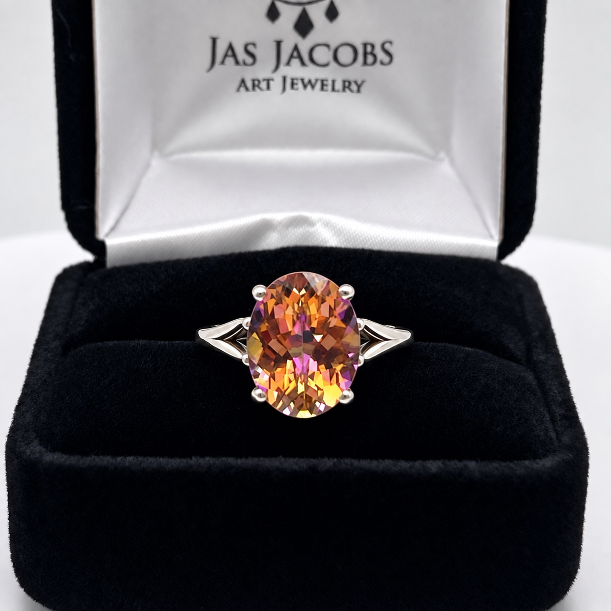 4.5ct Oval Sunset Topaz Statement Ring