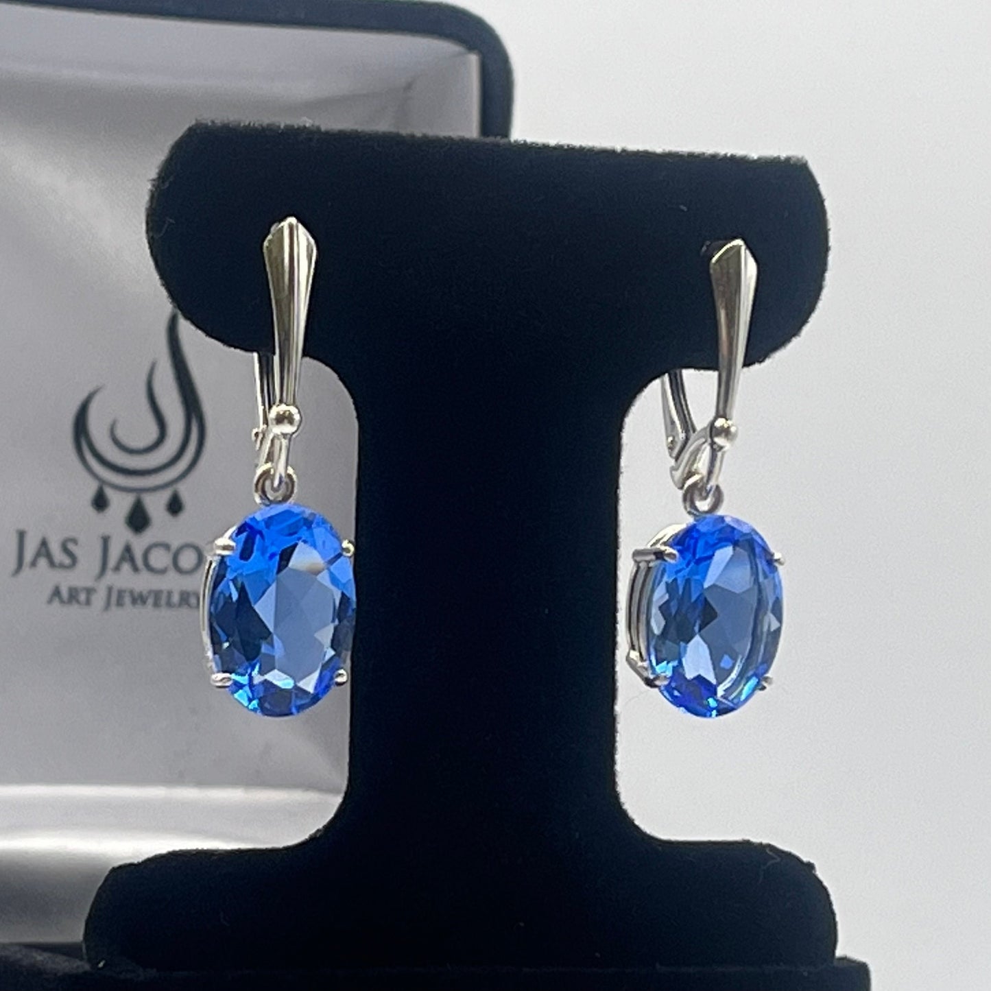 Gorgeous 8.5ctw Oval Cut Blue Quartz Earrings in Sterling Silver
