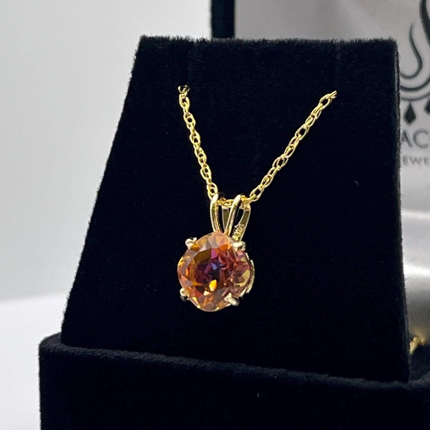 Gorgeous 2.8ct Sunset Topaz Necklace 14k Yellow Gold Trending Holiday Jewelry Gift Sunrise Topaz Orange Pendant