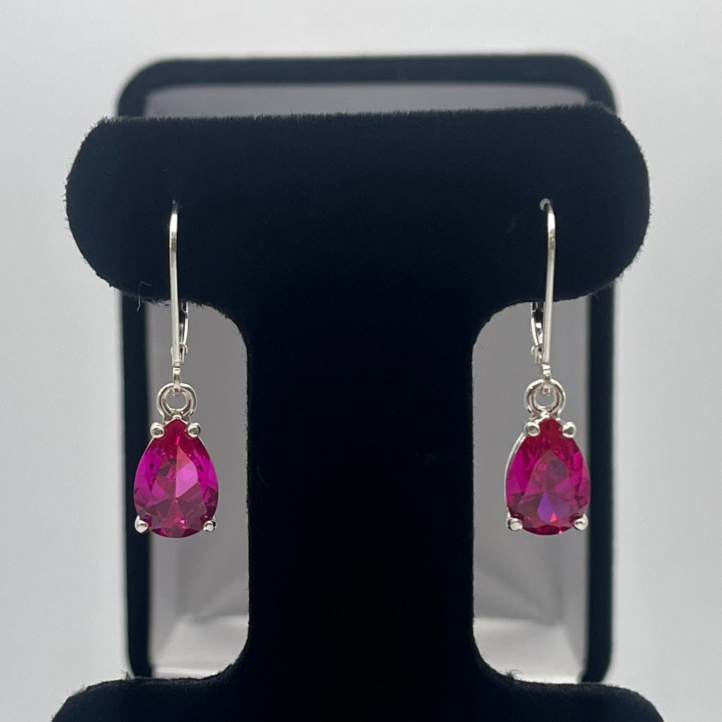 5ctw Pear Cut Bright Pink Sapphire Earrings
