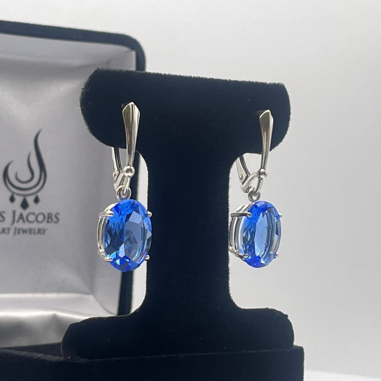 Gorgeous 8.5ctw Oval Cut Blue Quartz Earrings in Sterling Silver
