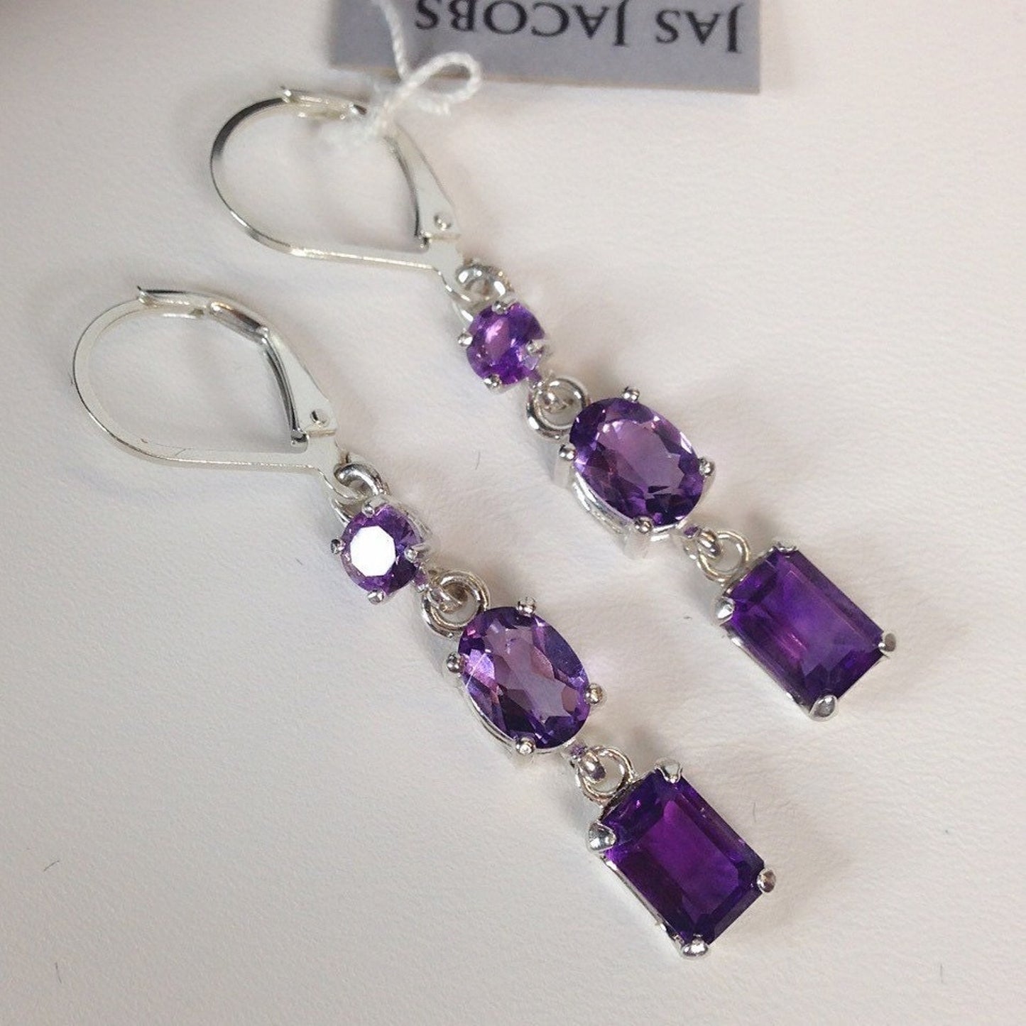 Beautiful Multi Cut Amethyst Earrings in Sterling Silver